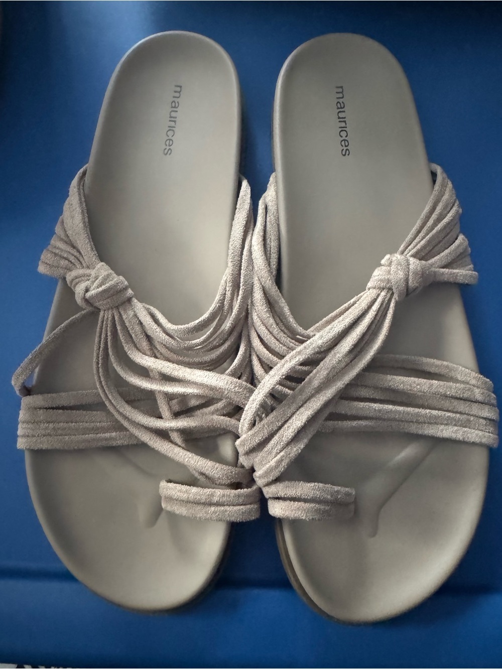 maurices Taupe Knotted Multi-Strap Slide Sandals